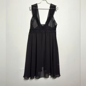 Transparent Lace Mesh Nightgown Dress Women's S/M Black Chic Fancy